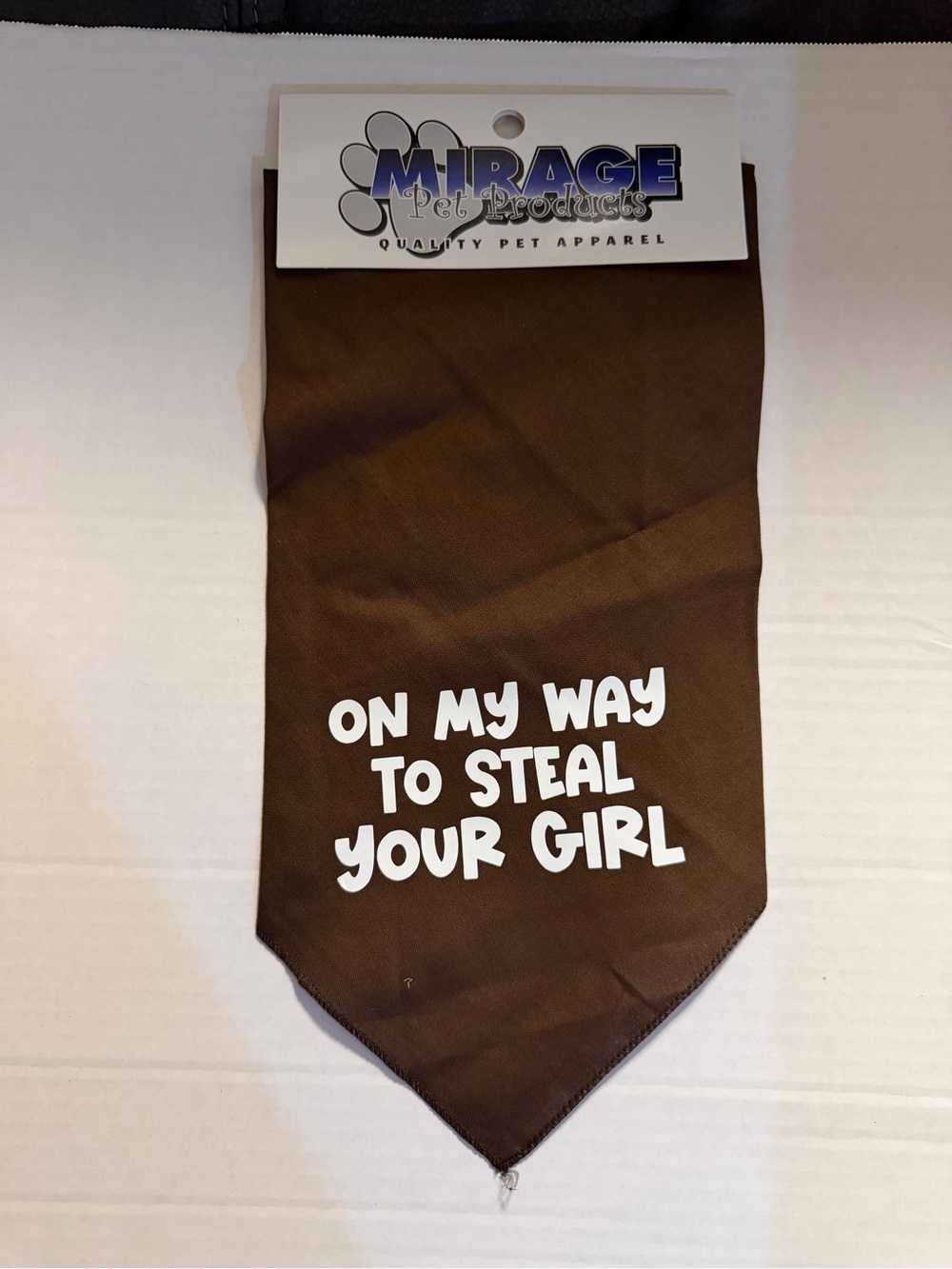Mirage Pet Products Brown Dog Bandana with White Text